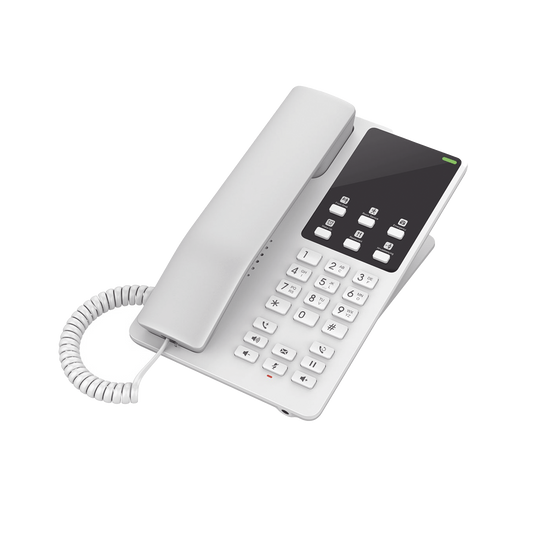 GHP620W - Teléfono IP Hotelero Wi-Fi, 2 líneas SIP con 2 cuentas, codec Opus, IPV4/IPV6, color blanco, con gestión en la nube GDMS