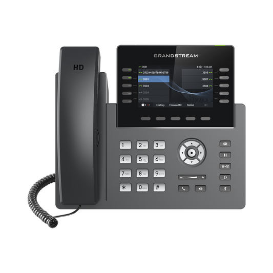 GRP-2615 Teléfono IP Wi-Fi, Grado Operador, 10 líneas SIP con 5 cuentas, pantalla a color 4.3, puertos Gigabit, Bluetooth, PoE, codec Opus, IPV4/IPV6 con gestión en la nube GDMS