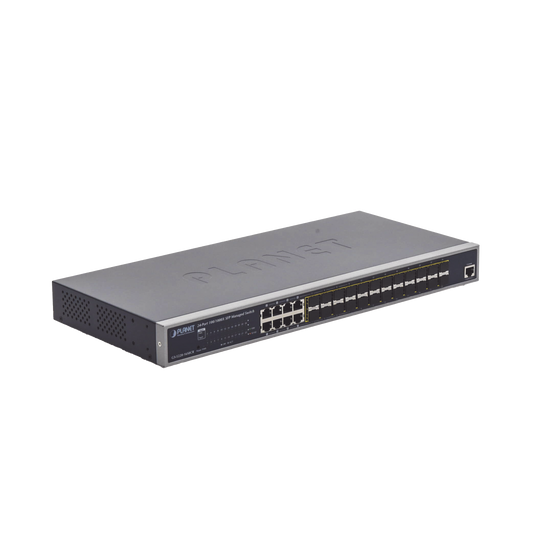 GS-5220-16S8CR Switch Administrable Capa 2 con Fuente de Alimentación Redundante, 24 Puertos SFP Gigabit 100/1000X, 8 Puertos Combo RJ45 Gigabit.
