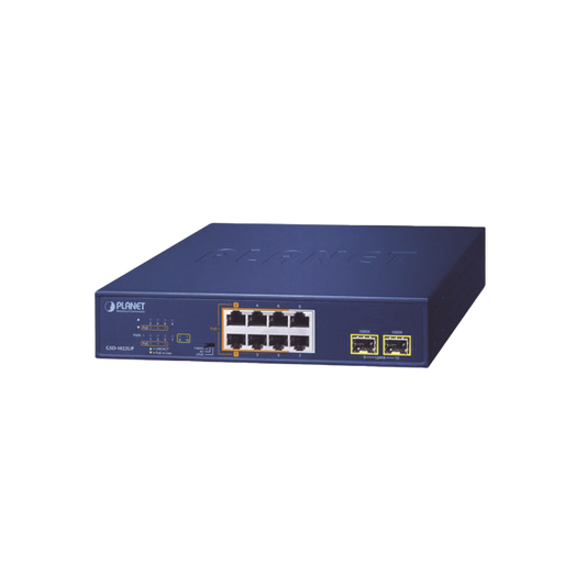 GSD-1022UP - Switch PoE No Administrable de Escritorio, 2 Puertos Gigabit 802.3bt, 4 Puertos Gigabit 802.3at, 2 Puertos 10/100/1000, 2 Puertos SFP Gigabit.