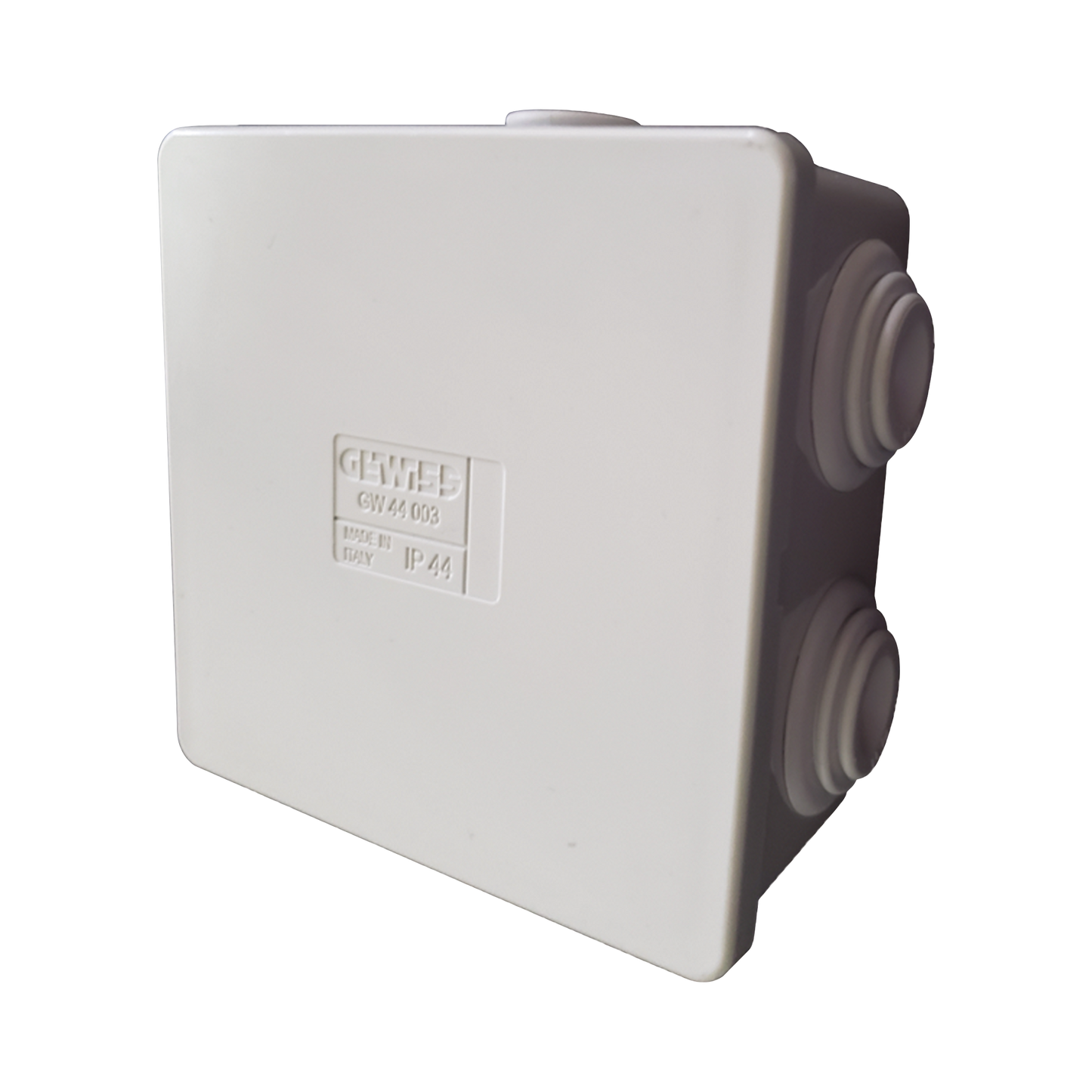 GW-44-003 - Caja Estanca de PVC Para Derivación y Conexión, 6 Entradas, Tapa a Presión, 80×80×40 mm (Mayor Área Interna, Uso Exterior IP44, Material que no Propaga el Fuego y Libre de Hálogenos