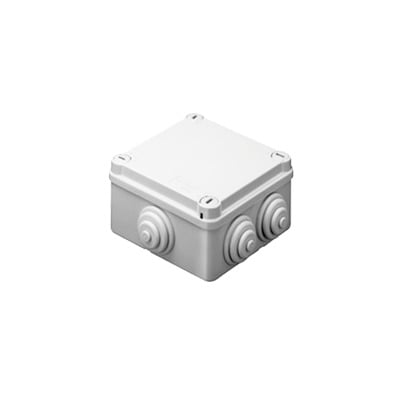 GW-44-026 Caja de derivación de PVC Auto-Extinguible con 10 entradas, tapa y tornillo de media vuelta de 1/4, 150x110x70 mm (5.9 x 4.3 x 2.7 in), Para Exterior (IP55)
