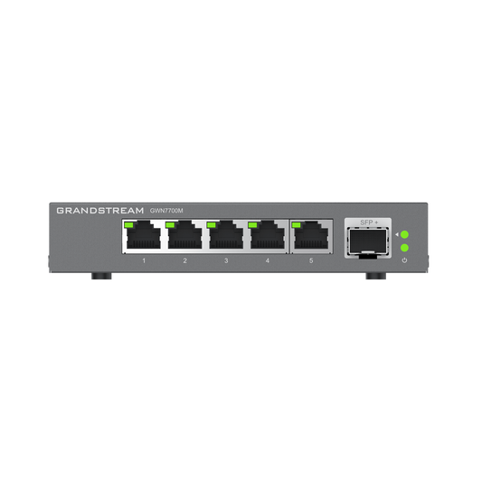 GWN7700M - Switches de red Multi-Gigabit de 2.5G No Administrable / 5 Puertos RJ45 de 100/1000/2500Mbps / 1 puerto de fibra SFP+