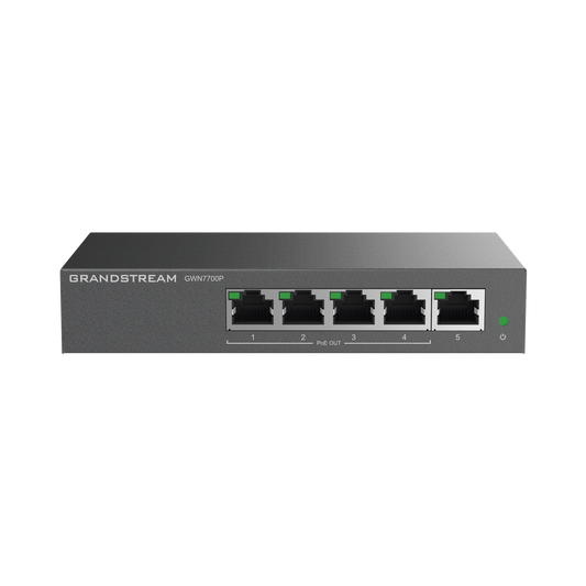GWN7700P - Switch PoE+ Gigabit No Administrable / 5 puertos 10/100/1000 Mbps / 4 puertos PoE+ / hasta 60W