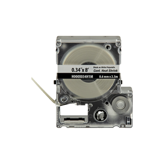 H000X034H1M - Casete de Etiquetas de Poliolefina de Cinta Continua, Tubo Termocontr�ctil, 8.6 mm (0.34 Pulgadas) de Ancho y 2.4 Metros (7.87 Pies) de Largo, Para Cables de 1.5 a 4.8 mm (18-12 AWG) de Di�metro, Color Blanco