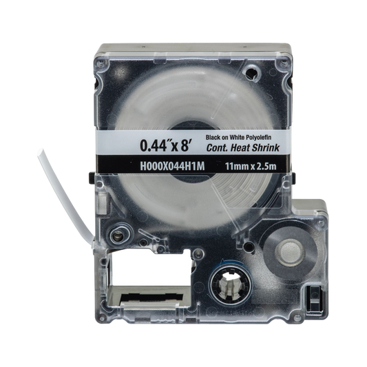 H000X044H1M - Casete de Etiquetas de Poliolefina de Cinta Continua, Tubo Termocontr�ctil, 11.2 mm (0.44 pulgadas) de Ancho y 2.4 metros (7.87 pies) de Largo, Para Cables de 2 a 6.4 mm (16-10 AWG) de Di�metro, Color Blanco