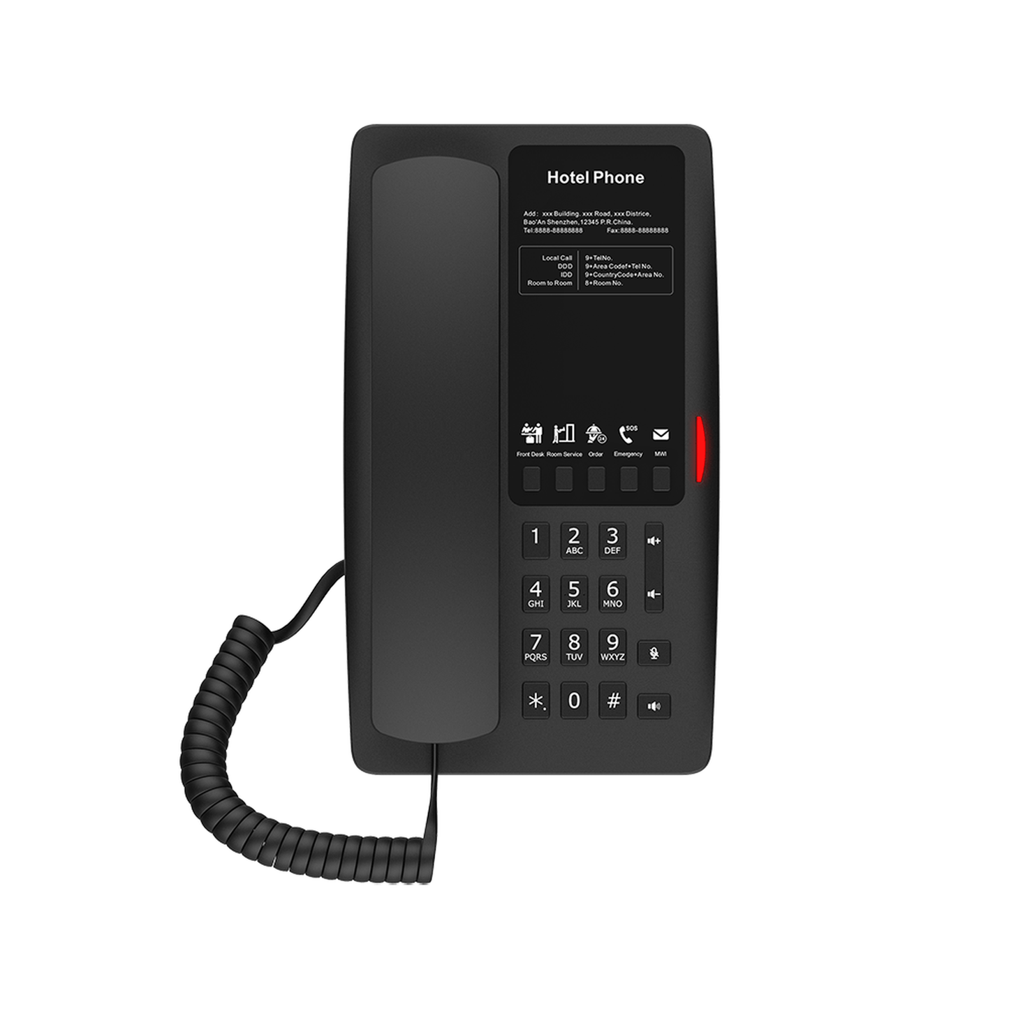H4B - Teléfono IP para Hotelería, Puerto USB-A para carga, 5 teclas programables para servicio rápido (Hotline), plantilla personalizable con PoE