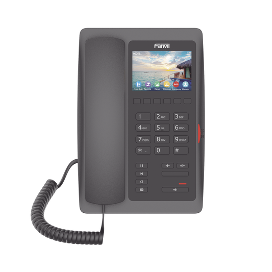 H5WB (H5W Color Negro)Teléfono IP WiFi para Hotelería, profesional de gama alta con pantalla LCD de 3.5 pulgadas a color, 6 teclas programables para servicio rápido (Hotline) PoE