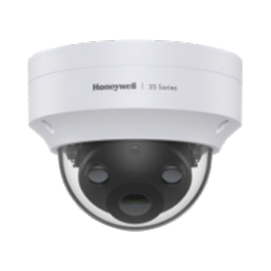 HC35W45R3 - Domo IP 5 Megapíxeles / Lente 2.8 mm / 40 mts IR / Ultra Baja Iluminación /  NDAA / ONVIF / IP67 / IK10 / IA (Filtro de Humanos y Vehiculos) / Conteo de Personas / Merodeo / H.265 / PoE / Alarmas I/O / Serie 35 / Honeywell Security