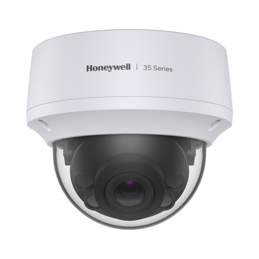 HC35W48R2 - Domo IP 8 Megapíxel / Lente Mot. 2.7 a 13.5 mm / 50 mts IR /  Ultra Baja Iluminación / NDAA / ONVIF / IP67 / IK10 /  IA (Filtro de Humanos y Vehiculos) / Merodeo / Conteo de Personas / PoE / Audio y Alarmas I/O / Serie 35 / Honeywell Securit