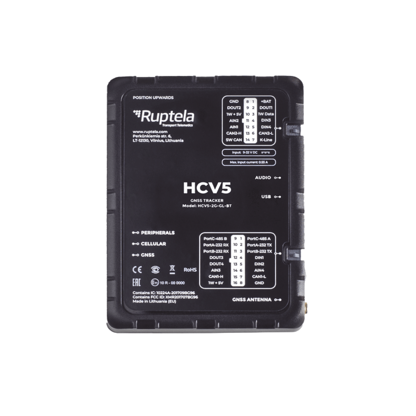 HCV5 - Localizador 4G LTE Obtenga información de la computadora del vehiculo lectura CAN, OBD y LCV / Sensores Bluetooth / Vehiculos ligeros / Vehiculos pesados  / RS485 / RS232 / Análogico / RFID
