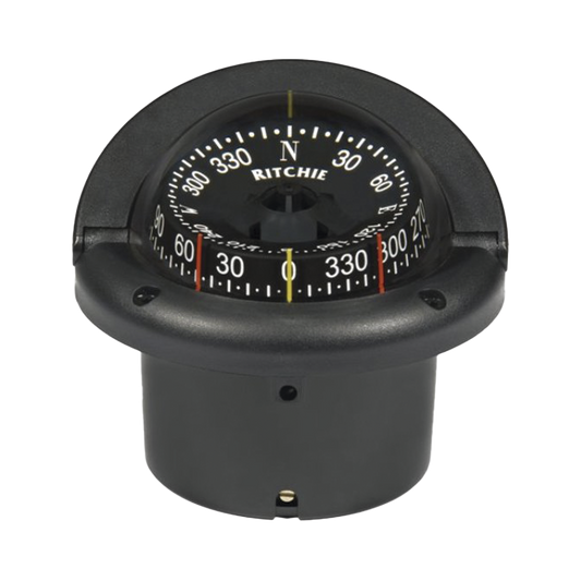 Brújula en color negro para timonel, con iluminación nocturna color verde.