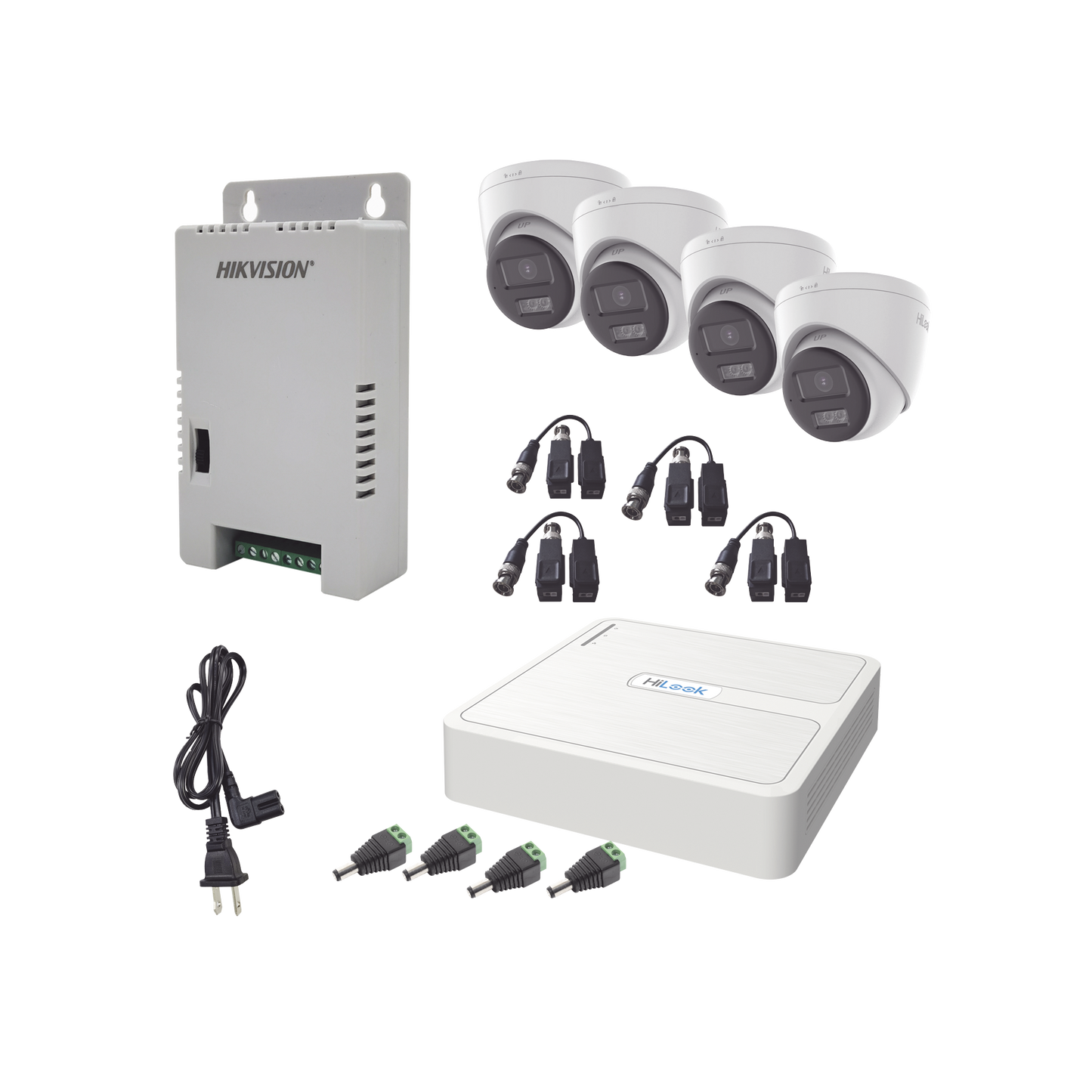 HL-1080P-4E-TWA - Kit HiLook Audio Bidireccional TurboHD 1080p / DVR 4 Canales / 4 Cámaras Eyeball (Exterior) con Bocina y Microfóno Integrado / 1 Fuente de Poder / Accesorios