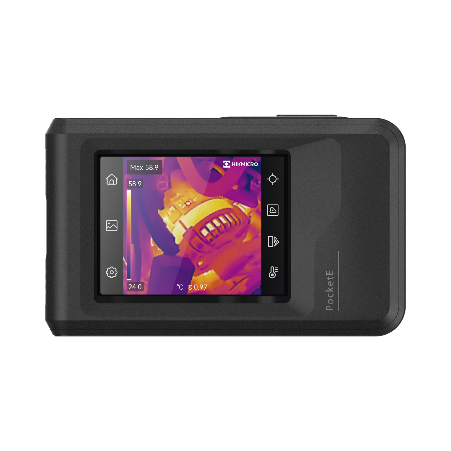HM-TP40-1AQF/W-POCKETE POCKET-E - Cámara Termográfica Portátil Lente Térmico 1.35 mm (96 x 96) pixeles / Lente Optico (640 × 480) / WiFi / IP54 / Memoria interna 4 Gb / Hasta 4 Horas de Funcionamiento Continuo
