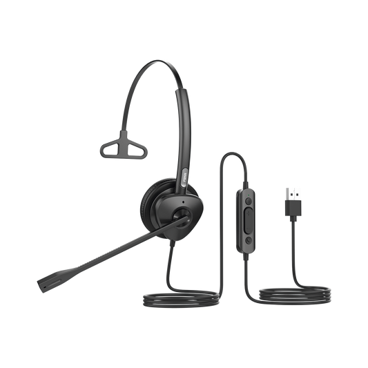 HT301U - Diadema monoaural con tecnología antishock para teléfonos IP FANVIL con interfaz USB con micrófono de cancelación de ruido, larga durabilidad