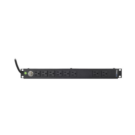 HTCM-1U Tomacorriente Horizontal (PDU) de 8 Contactos (NEMA 5-15R) Rack 19 1UR. Voltaje Entrada/Salida: 120Vca/15A