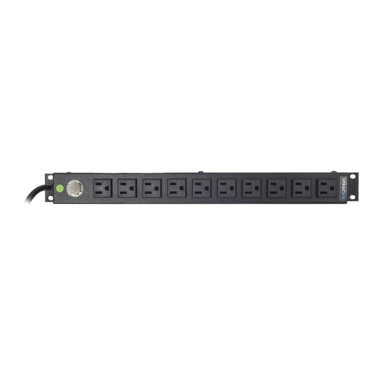 HTCM-1U-10C Tomacorriente Horizontal (PDU) de 10 Contactos (NEMA 5-15R) Rack 19 1UR. Voltaje Entrada/Salida: 120Vca/15A