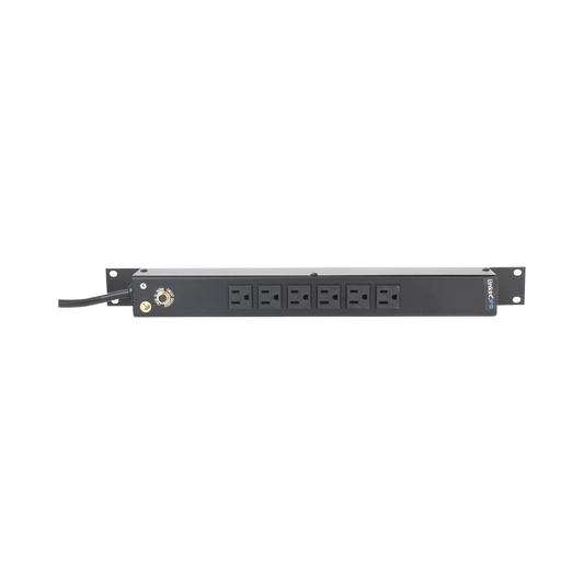 HTCM1U6C Tomacorriente Horizontal (PDU) de 6 Contactos (NEMA 5-15R) Rack 19 1UR. Voltaje Entrada/Salida: 120Vca/15A
