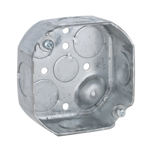 HUB-126 - Caja Octagonal de 4" / Profundidad 1 1/2" / 6 Entradas de 3/4", 2 Entradas de 1/2" / Troquelada.