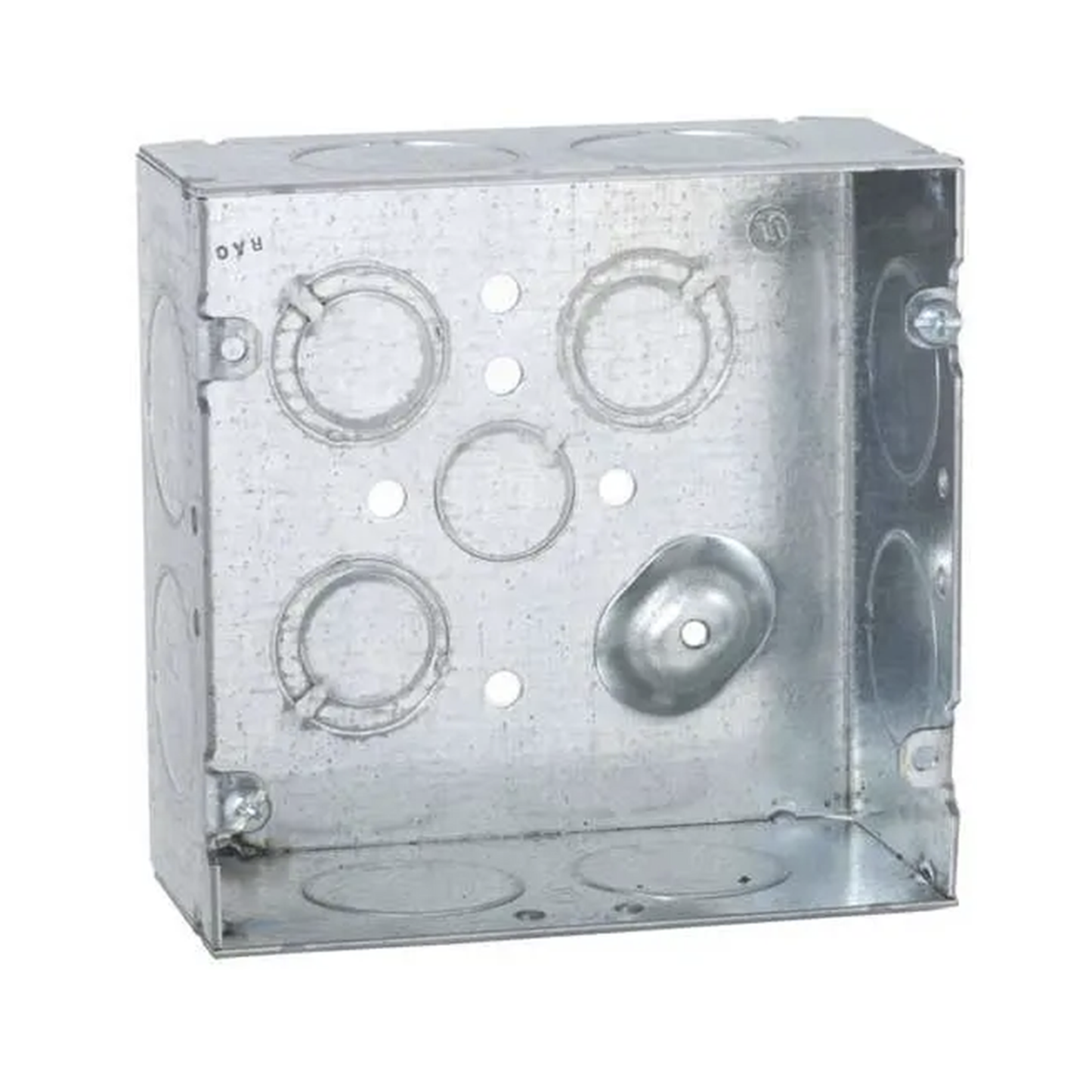 HUB-258 - Caja Cuadrada 4 11/16 x 4 11/16"/ Profundidad 2- 1/8"/ Cuenta con 1 Entrada de 1/2", 8 de 1" y  3 TKO  (1/2"-3/4").