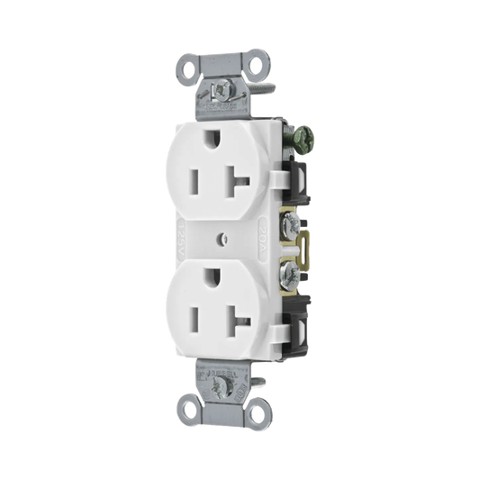 HUB-BR-20-WHI - Contacto Dúplex 20 A, 125 V,  2 Polos, 3 Hilos, Cableado Posterior y  Lateral, Color Blanco (Nema 5-20R).