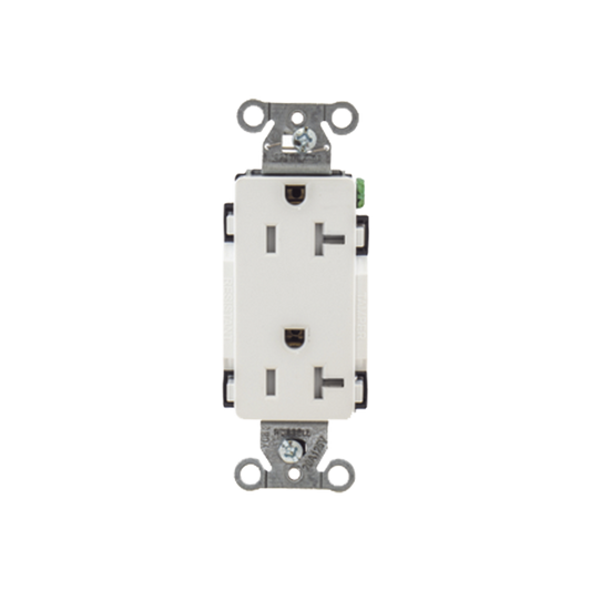 HUB-DR20-WHI-TR - Contacto Duplex Decorador 20 A 125V /  Resistente a manipulaciones / 2 Polos 3 Hilos/ Nema 5-20 R / Color Blanco / Grado Industrial.
