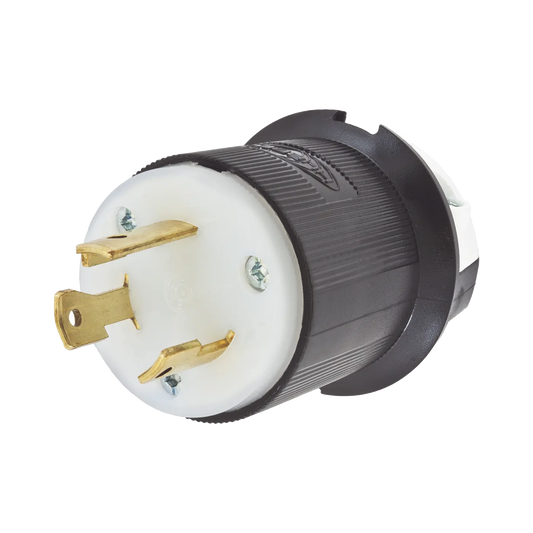 HUB-HBL-2611 - Clavija Industrial con Bloqueo de Media Vuelta / 30 A 125 V CA / 2 Polos 3 Hilos / Color Blanco y Negro / Nema L5-30P.