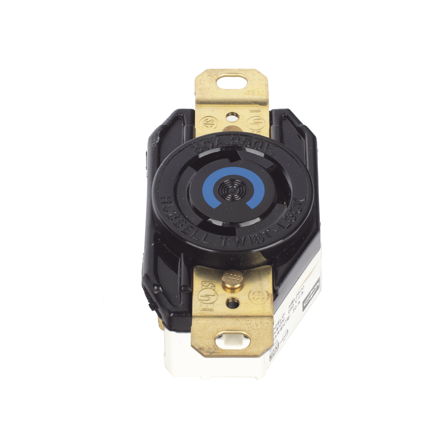 HUB-HBL-2620 - Receptáculo de Media Vuelta Industrial 30 A 250 V CA 2 Polos 3 Hilos (Nema L6-30R) Color Negro.