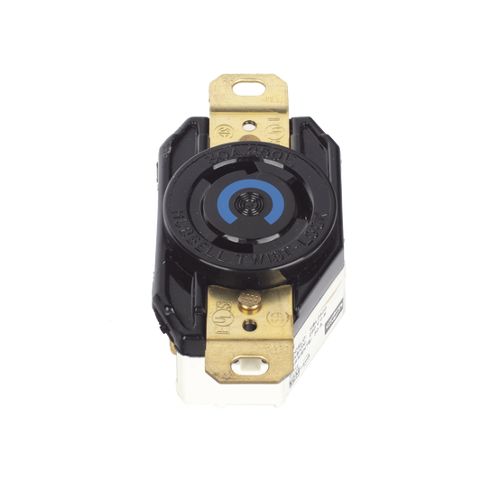 HUB-HBL-2620 - Receptáculo de Media Vuelta Industrial 30 A 250 V CA 2 Polos 3 Hilos (Nema L6-30R) Color Negro.