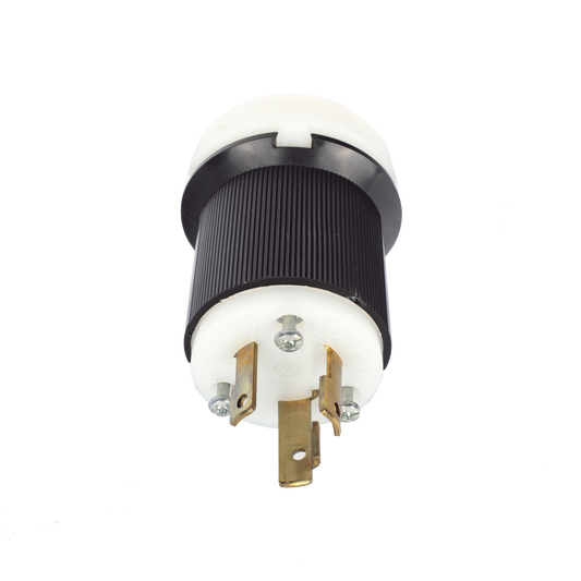 HUB-HBL-2621 - Clavija Industrial con Bloqueo de Media Vuelta / 30 A 250 V CA / 2 Polos 3 Hilos / Color Blanco y Negro / Nema L6-30P.