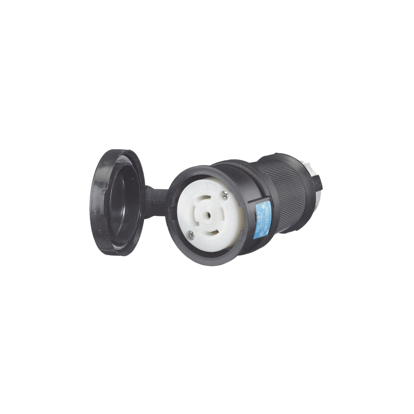 HUB-HBL-2813 - Conector Industrial con Bloqueo de Media Vuelta / 30 A 120/208 V CA / Nema L21-30R / 4 Polos 5 Hilos / Color Blanco y Negro / Grado Industrial
