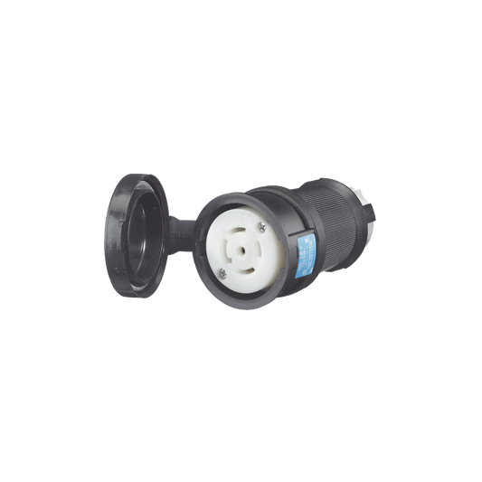 HUB-HBL-2813 - Conector Industrial con Bloqueo de Media Vuelta / 30 A 120/208 V CA / Nema L21-30R / 4 Polos 5 Hilos / Color Blanco y Negro / Grado Industrial