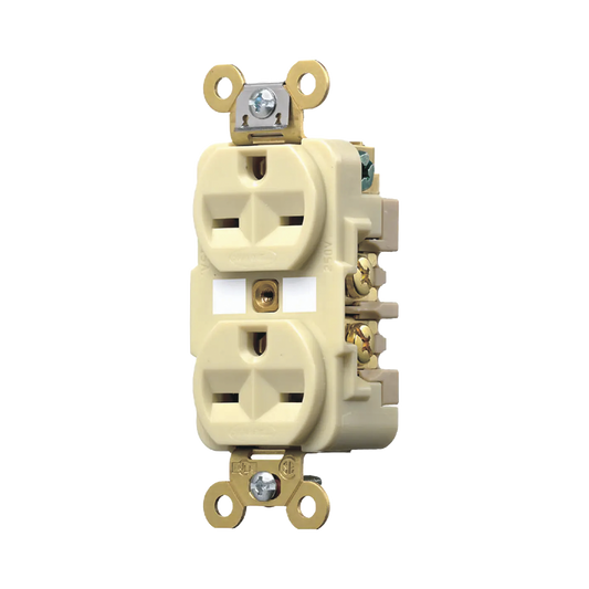 HUB-HBL-566-2I - Contacto Dúplex 15 A 250 V / 2 Polos 3 Hilos / Nema 6-15R / Grado Industrial /Color Marfil.