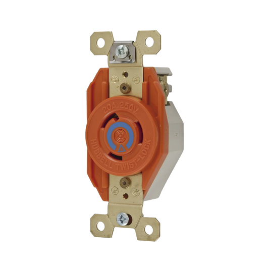 HUB-IG23-20 Receptáculo Sencillo de Media Vuelta/ 20 A 250 V CA / 2 Polos 3 Hilos / Nema L6-20R.