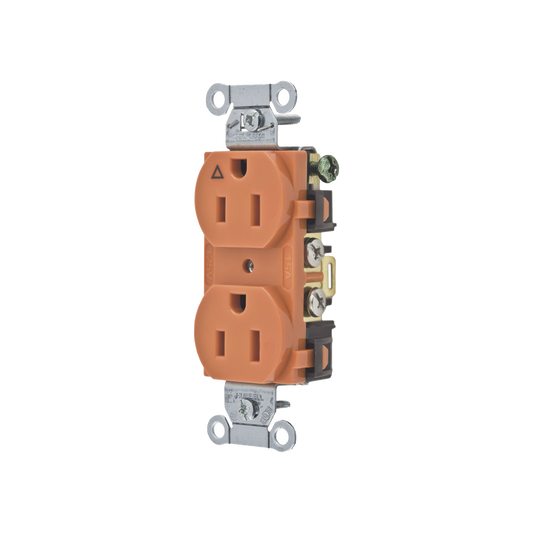 HUB-IG-5252 - Contacto Dúplex Conexión a Tierra Aislada/ 15A 125V/ 2 polos 3 Hilos/ Nema 5-15R /Grado Comercial/ Color Naranja.