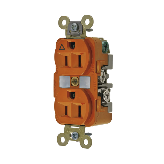 HUB-IG5262 - Contacto Dúplex Conexión a Tierra Aislada 15A 125V/ 2 Polos 3 Hilos/ Color Naranja/ Nema 5-15R/ Grado Industrial.