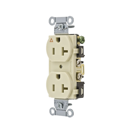 HUB-IG5352I - Contacto Dúplex Conexión a Tierra Aislada/ 20 A 125 V/ 2 polos 3 Hilos/ Color Marfil/ Nema 5- 20R/ Grado Comercial.