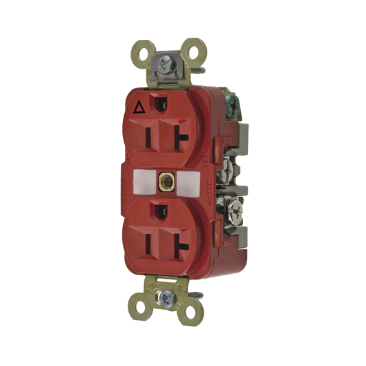 HUB-IG5362R - Contacto Dúplex Conexión a Tierra Aislada/ 20 A 125 V/ 2 polos 3 Hilos/ Color Rojo/ Nema 5- 20R/ Grado Industrial.