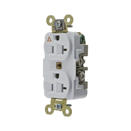 HUB-IG5362W - Contacto Dúplex Conexión a Tierra Aislada/ 20 A 125 V/ 2 polos 3 Hilos/ Color Blanco/ Nema 5- 20R/ Grado Industrial.