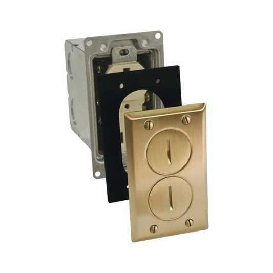 HUB-RF6500-BR - Kit de Caja de Piso con Receptaculo de  15A 125V/ Acabado Latón.