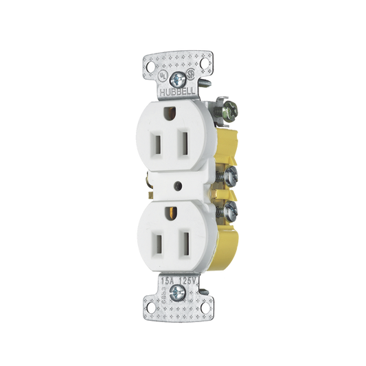 HUB-RR15W - Contacto Duplex 15A 125V/ 2 Polos 3 Hilos/ Nema 5-15R/ Color Blanco.