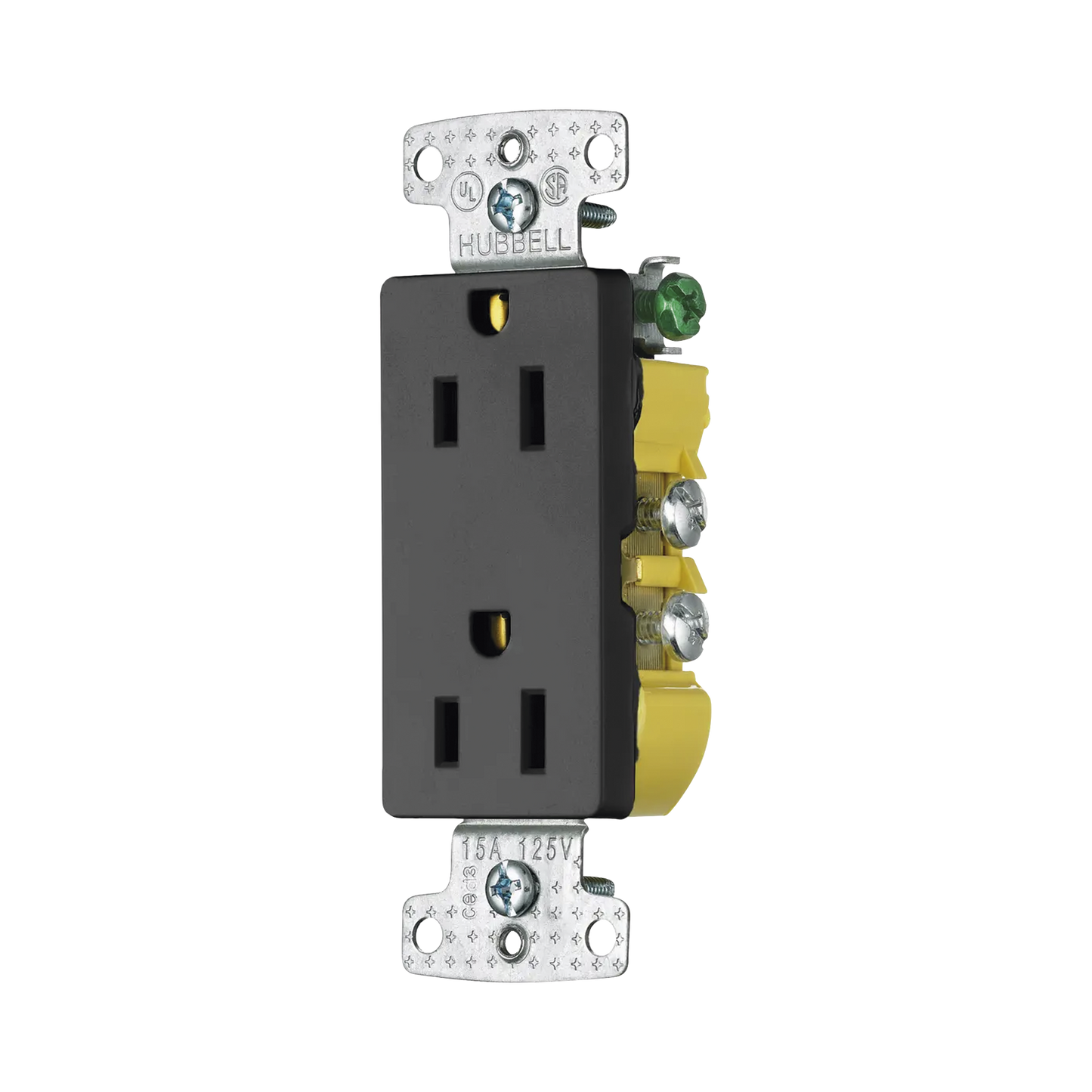 HUB-RRD-15BK - Contacto Duplex Decorador 15A 125V / 2 Polos 3 Hilos/ Nema5-15R / Color Negro.