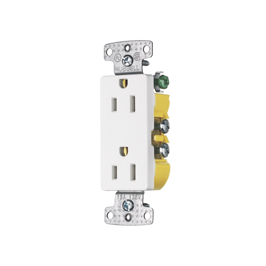 HUB-RRD15W - Contacto Duplex Decorador 15A 125V, 2 Polos, 3 Hilos, Color  Blanco (Nema5-15R).