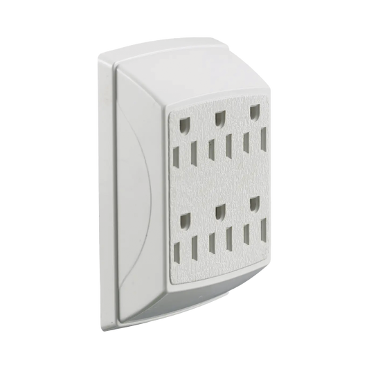 HUB-RT-600-W - Multicontacto Dúplex con 6 Salidas/ 15 A 125 V CA/ 2 Polos 3 Hilos / Color Blanco.