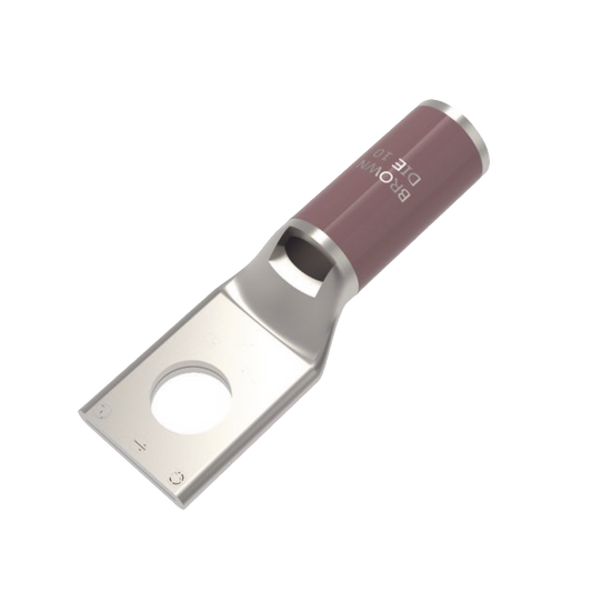 HUB-YA2-CL6 - Zapata Terminal de Compresión de Cobre Electrolítico Estañado de Cañón Corto para Tornillo de 1/2" y Calibre 2 AWG.
