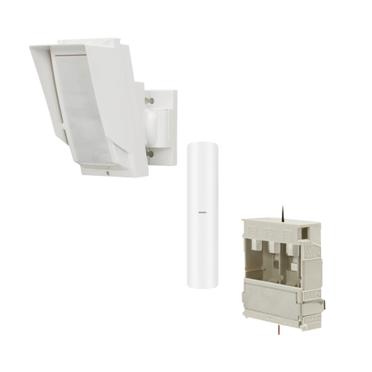 HX80NRAMWHKV Detector de Movimiento PIR Antimascara Tipo cortina / 100% Exterior /  Inalámbrico / Hasta 24 metros / Incluye transmisor DS-PDMC-EG2-WB(B) para paneles AXPRO