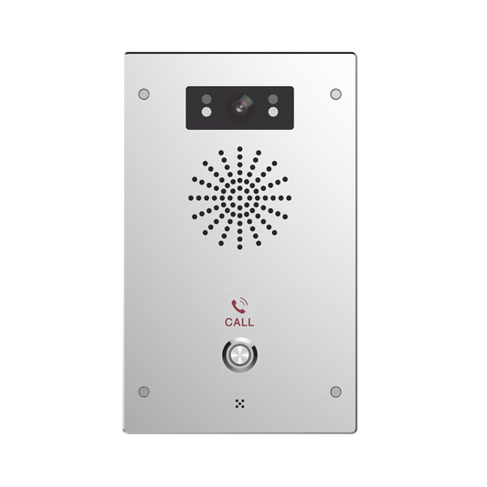 I16SV Video Intercomunicador IP, 2 líneas SIP, 2 relevadores con botón para llamada, Onvif, anti-vandálico, PoE, IP65 e IK10, PoE