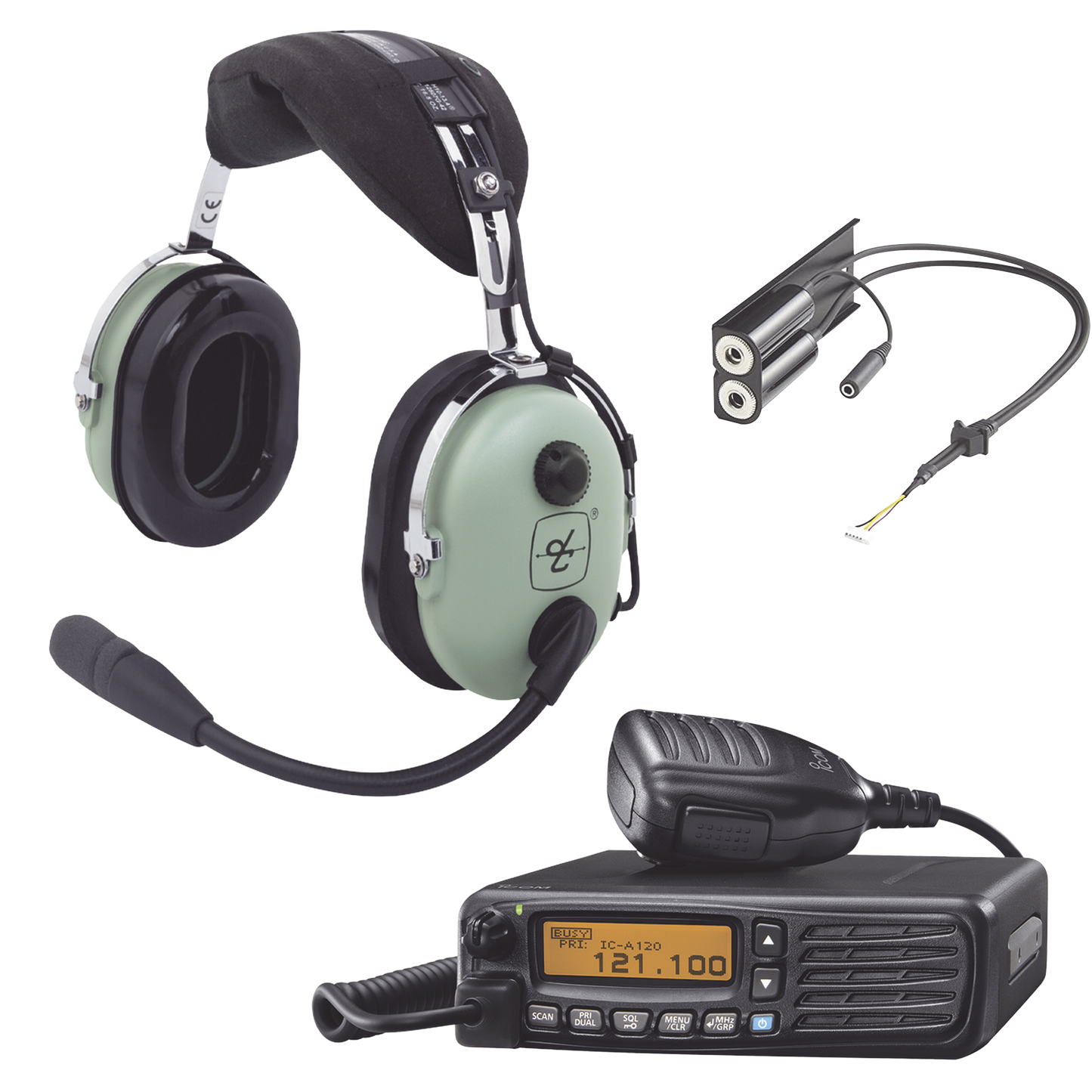 ICA120KIT - Kit Radio Movil Aéreo Icom con Auricular David Clark para Aviación General
