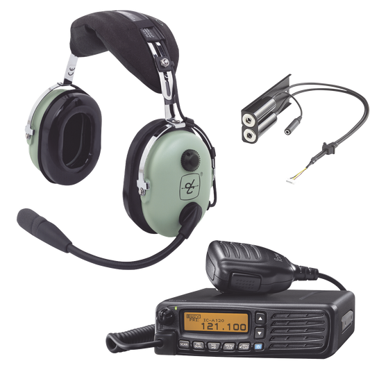 ICA120KIT - Kit Radio Movil Aéreo Icom con Auricular David Clark para Aviación General
