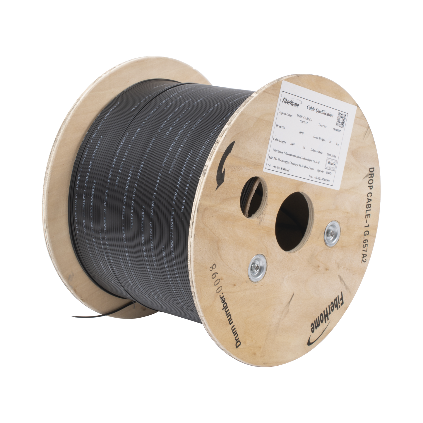 IC-DROPA2-1C Carrete de 1 km de Fibra Óptica Drop, Interior/Exterior G.657A2 Monomodo de 1 hilo (unifibra), Dieléctrica, Forro Negro